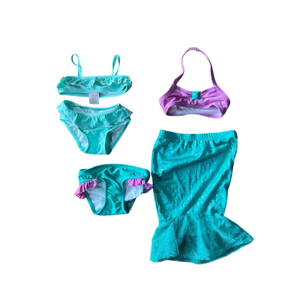 Baby Mermaid Style Bikini Set in Teal and Purple, 9 months